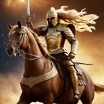 Un guerrero macedonio vence en una batalla épica bajo un cielo nocturno