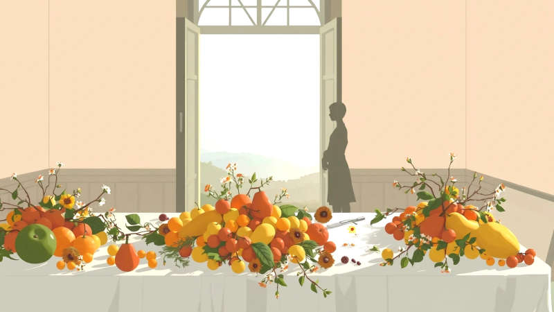 Melancolía serena en una escena atemporal