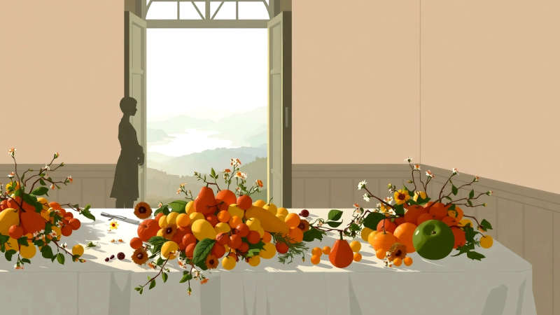 Melancolía serena en una escena atemporal