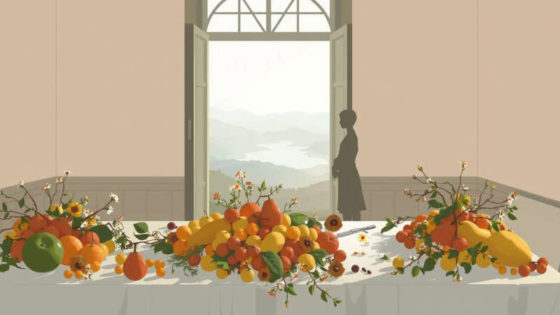 Melancolía serena en una escena atemporal