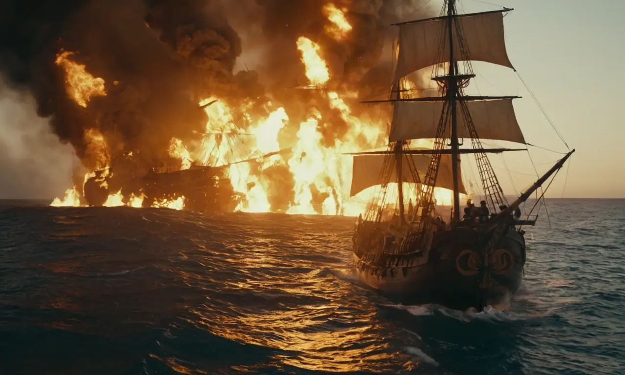 Una batalla naval épica se desata en el ocaso