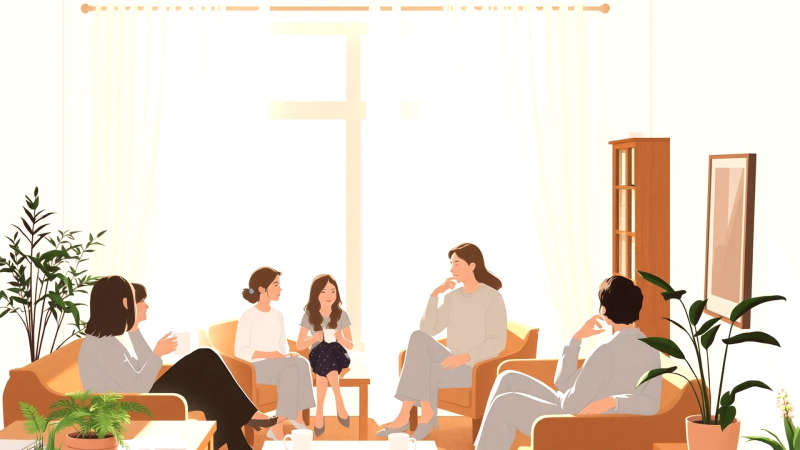 Serena reunión en un espacio cálido