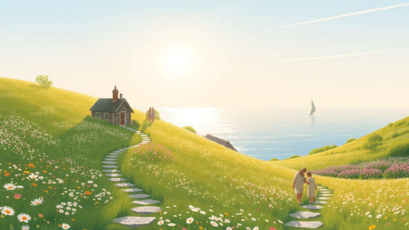 Un paisaje sereno y vibrante irradia paz