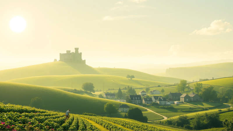 Paz y fortaleza en un paisaje rural