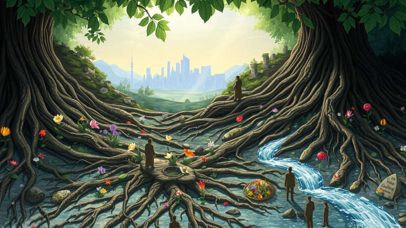 Conexión armoniosa entre naturaleza y conocimiento