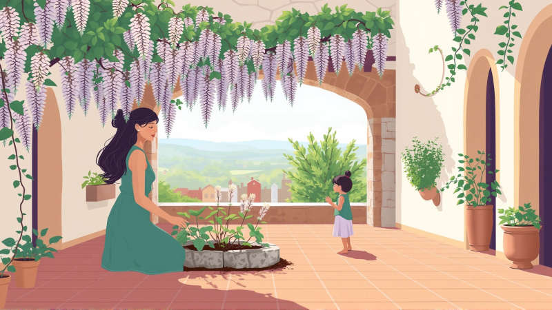 Paz serena y conexión en un jardín