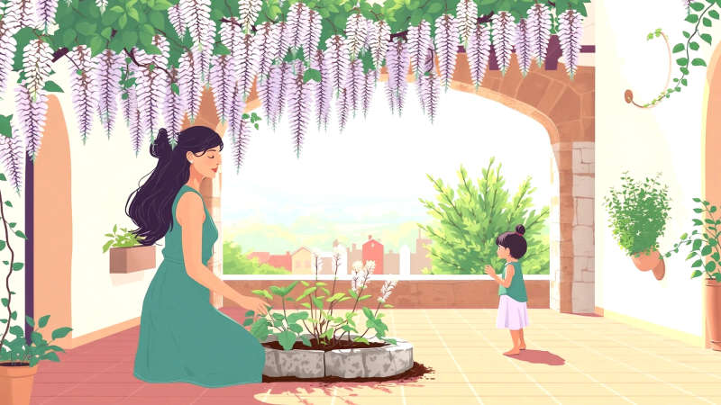 Paz serena y conexión en un jardín