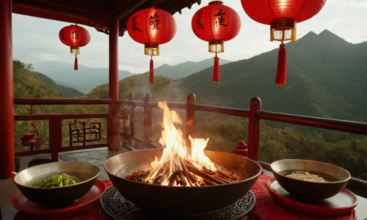 Una cena tradicional china llena de aromas y colores