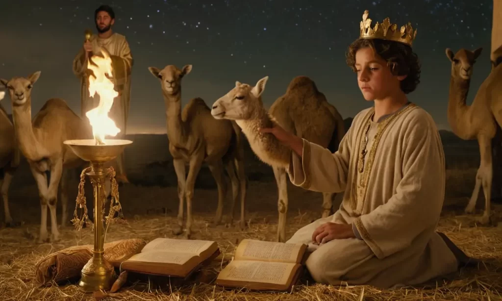 La escena representa el nacimiento de Jesús
