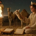 La escena representa el nacimiento de Jesús