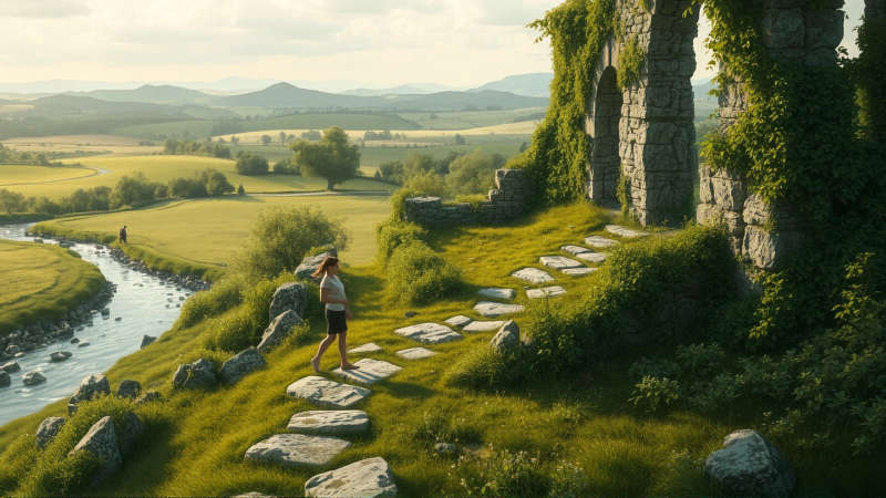 Ruinas antiguas abrazan un renacer sereno