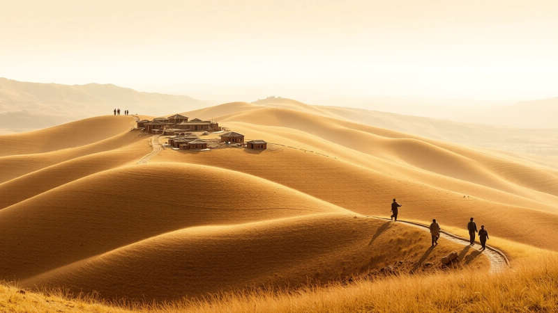 Paz y comercio en un paisaje suave
