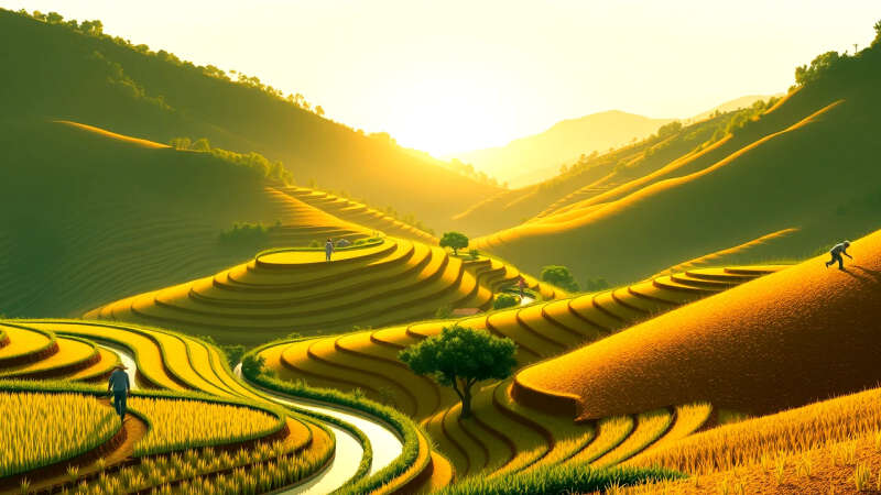 Paisaje rural sereno y armónico