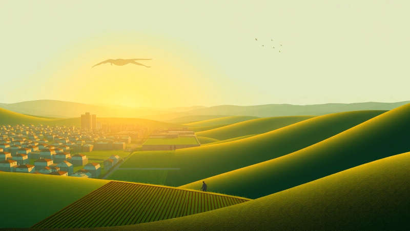 Armonía serena entre naturaleza y progreso