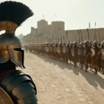 Legiones romanas marchan hacia la ciudad bajo el sol