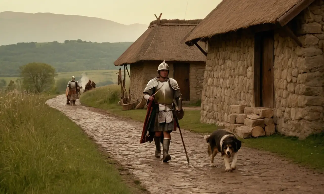 Una escena romana campestre con vida cotidiana y señales de presencia militar