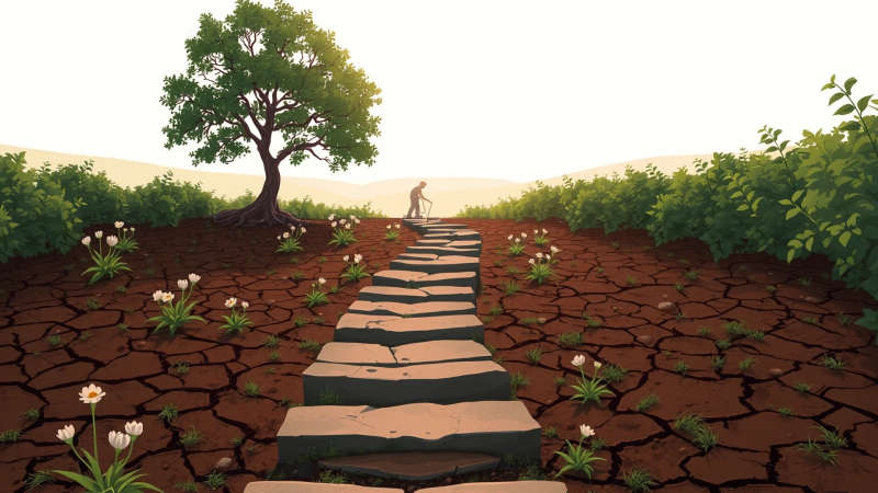 Restauración serena emerge de la tierra