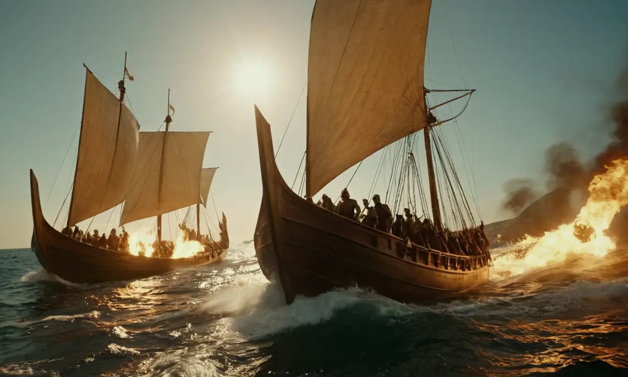 Una batalla naval épica se libra en el mar