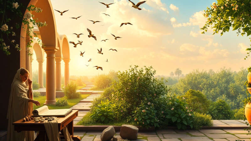 Un jardín sereno irradia sabiduría ancestral