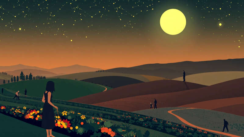 Serenidad rural bajo cielos estrellados