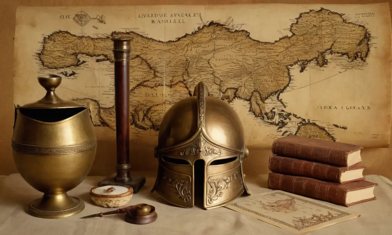 Elementos que representan la historia antigua de Grecia