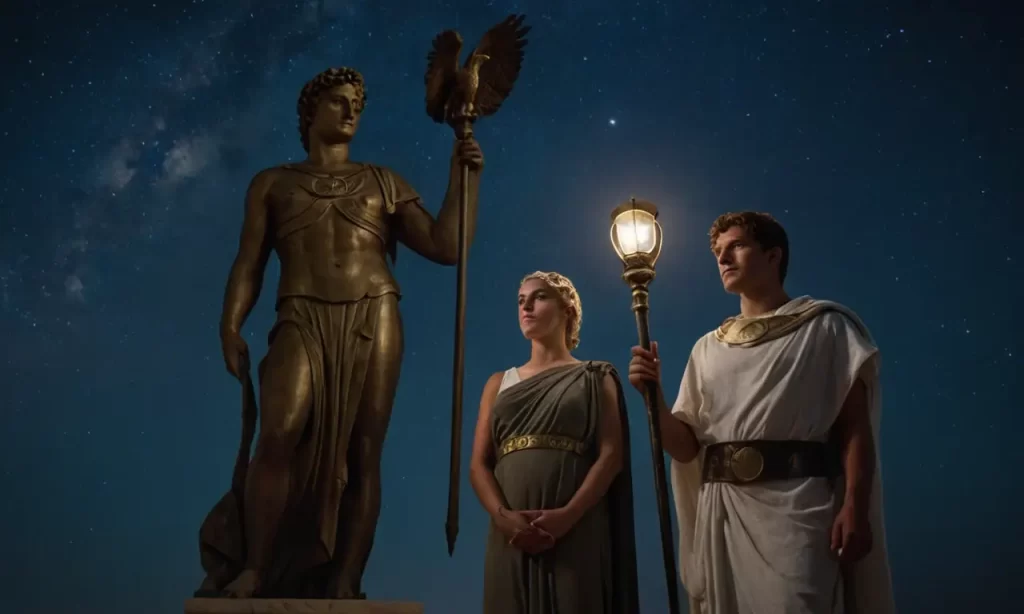 La representación del tiempo y el poder romano bajo un cielo nocturno