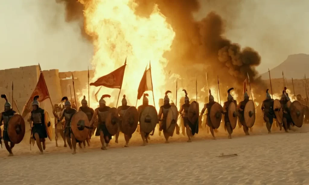 La batalla entre griegos y persas se libra con furia