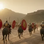 Una batalla épica entre cartagineses y romanos bajo un cielo estrellado