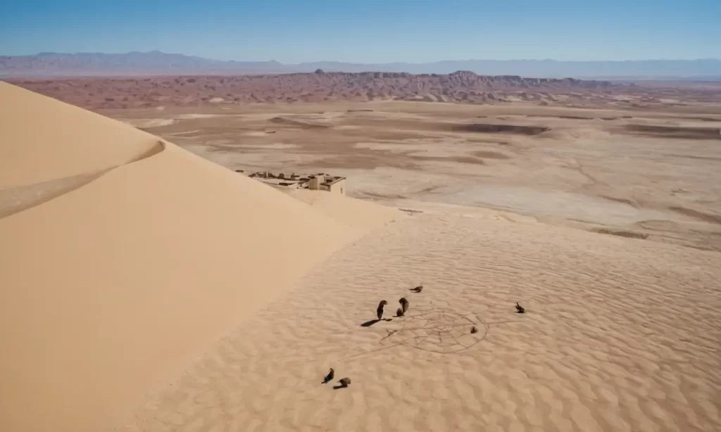 Un arqueólogo explora un paisaje desértico lleno de misterio