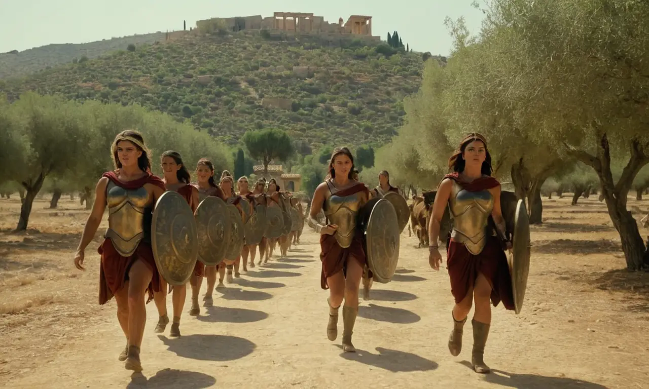 Mujeres espartanas marchan con determinación hacia un futuro brillante