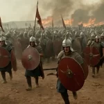 La batalla entre romanos y galos se libra con furia